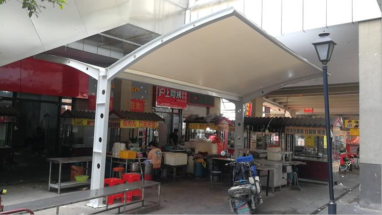 `界首国祯广场双挑膜结构遮阳雨棚项目`